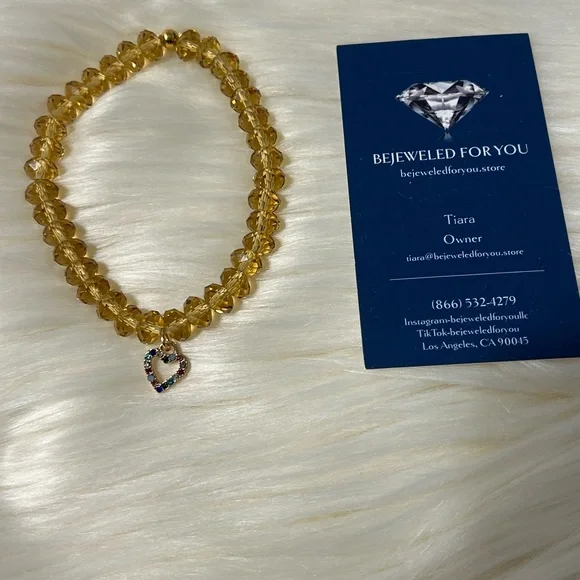 Custom Preciosa Topaz Bracelet with a cute Multicolored Heart Charm! - Picture 1 of 2